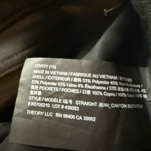 Elegant Black Women's PantsTheory nwt size 10 MN104 - Picture 10 of 10